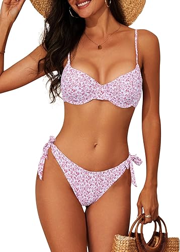 American Trends Bikini Sets for Women High Cut Two Piece Swimsuit 2 Piece Bathing Suits Underwire Swim Suit