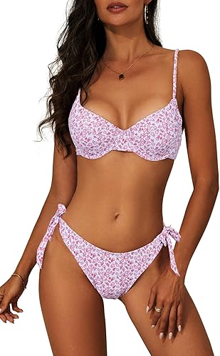 American Trends Bikini Sets for Women High Cut Two Piece Swimsuit 2 Piece Bathing Suits Underwire Swim Suit